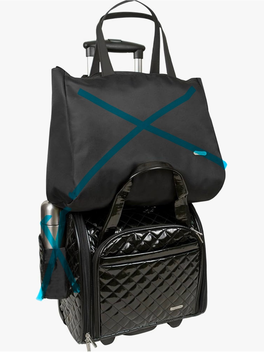 Travelon Quilted Wheeled Underseat Carry-On Bag in Black - Picture 6 of 7